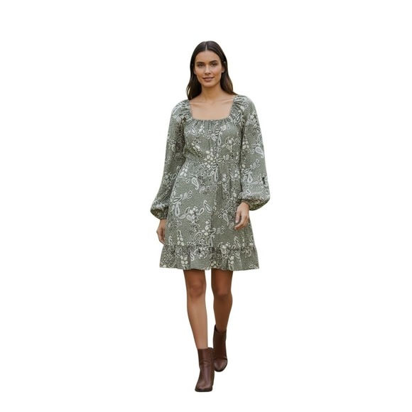 Derek Heart Dresses & Skirts - Derek Heart NWT Lichen Green Paisley Smocked Mini Dress S Small Boho Cottagecore
